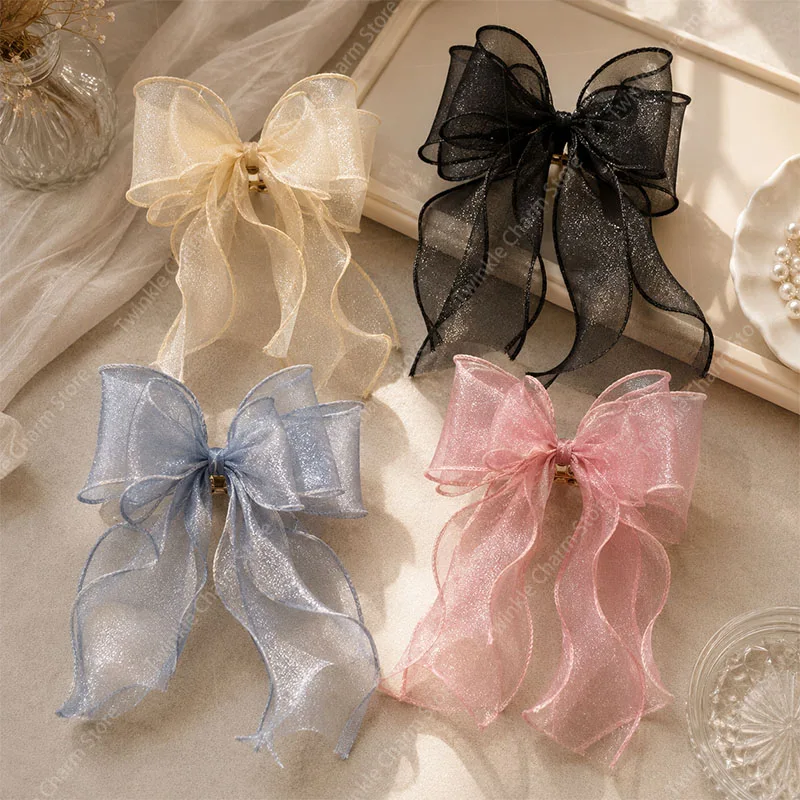Multi-layer BowKnot Hairclip Girls Fashion Large Lace Bow Hair Clips Women Ponytail Bow Hairpins Barrettes Hair Accessoires Gift