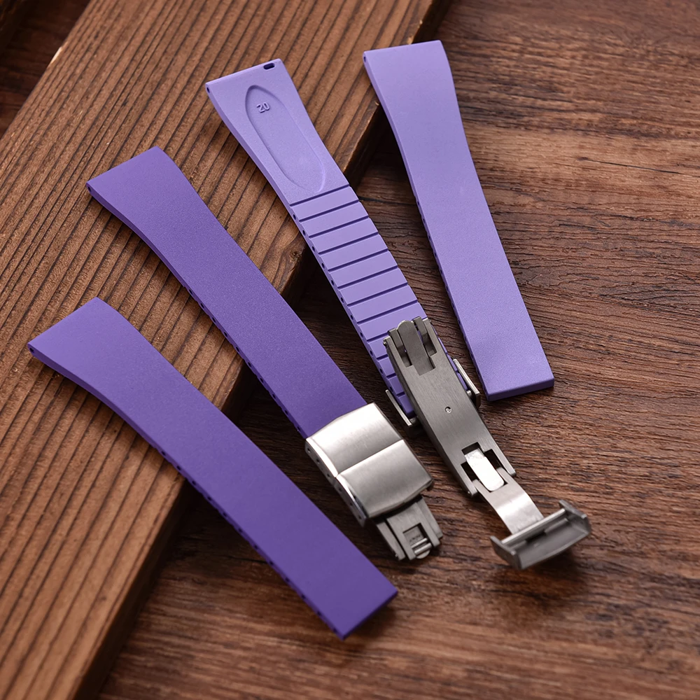 CTS FKM حزام ساعة اليد 16-18-19-20-21-22 مللي متر الأربطة المطاطية الإفراج السريع فراشة مشبك قطع لحجم تخصيص الغبار مقاوم للعرق #2