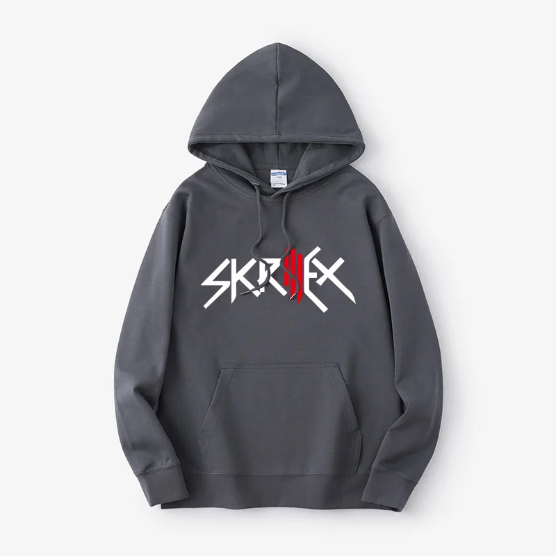 Moletom Skrillex DJ Brand com capuz, unissex, solto, manga comprida, gola redonda, estilo streetwear para casais, design simp...