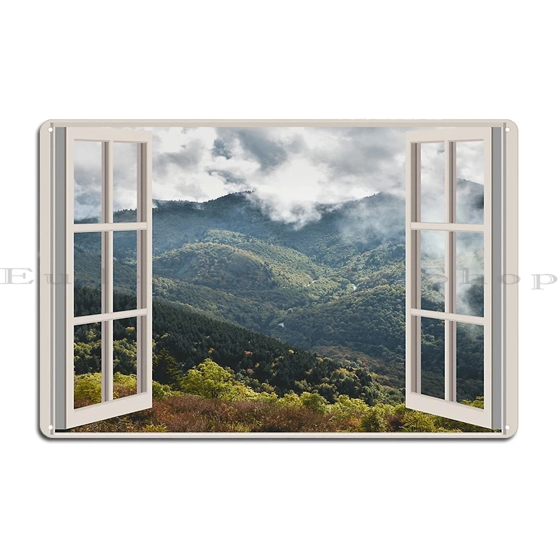 Appalachian Mountains Window View Mountain Range View From Your Window Metal Pub Club Bar Wall Decor Design Tin Sign Poster