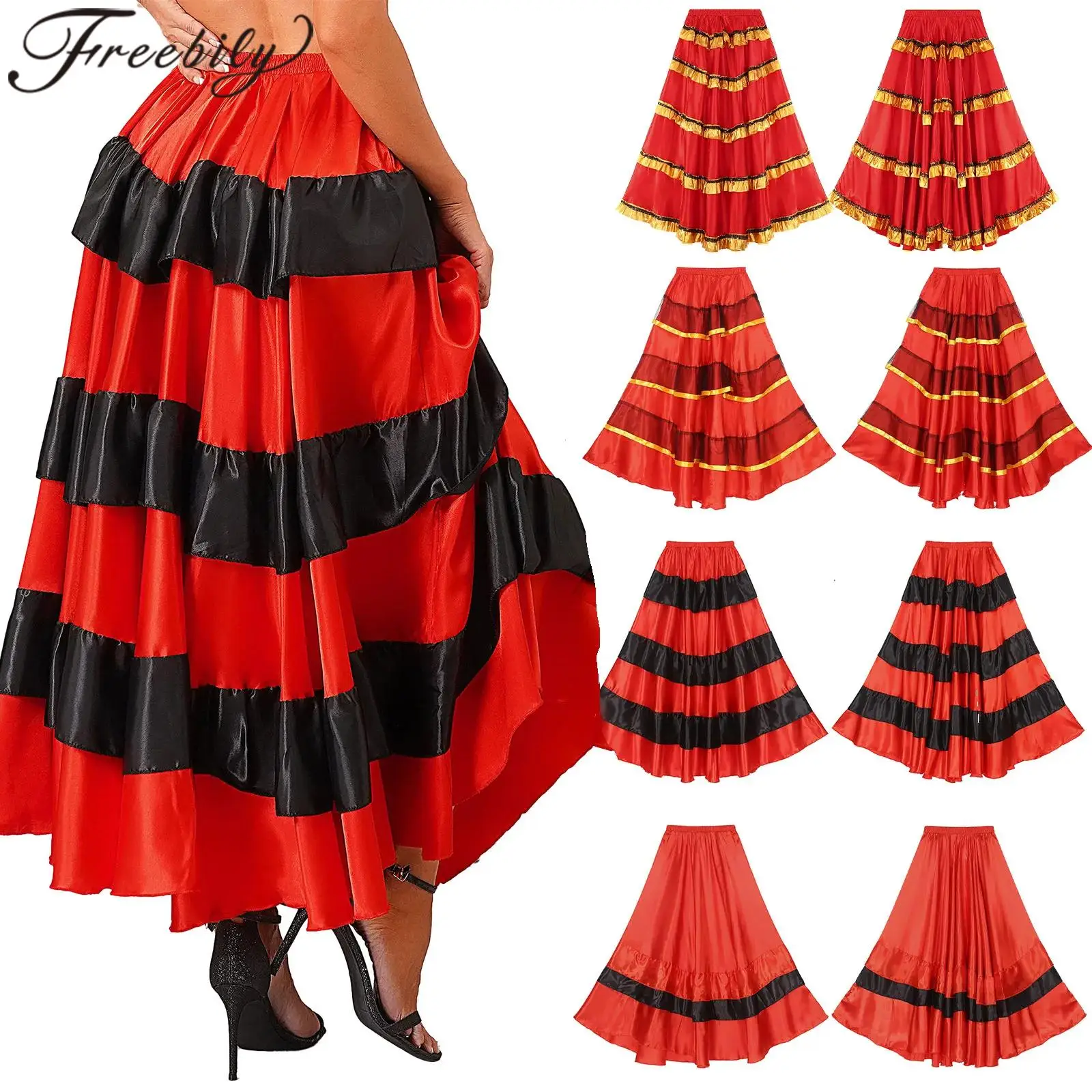 Costume da Flamenco per Donna, Gonna per Danza Spagnola, Corrida, Tango, Ballo da Sala, Danza Folkloristica, Carnevale, Spettacoli