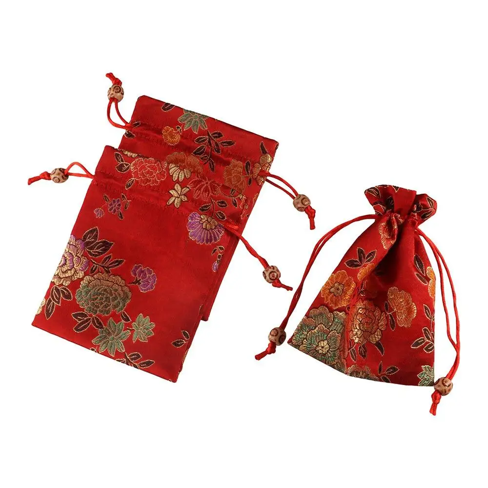 Floral Embroidery Flower Drawstring Bag Chinese Style Coin Purse Canvas Flower Handbag Ethnic Style Large Capacity Small Wallet