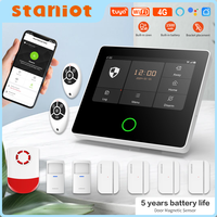 Staniot WiFi 4G Wireless Security Alarm System Built-in Louder Siren Tuya Smart Home Burglar Kit with 5-Year Contact Sensor