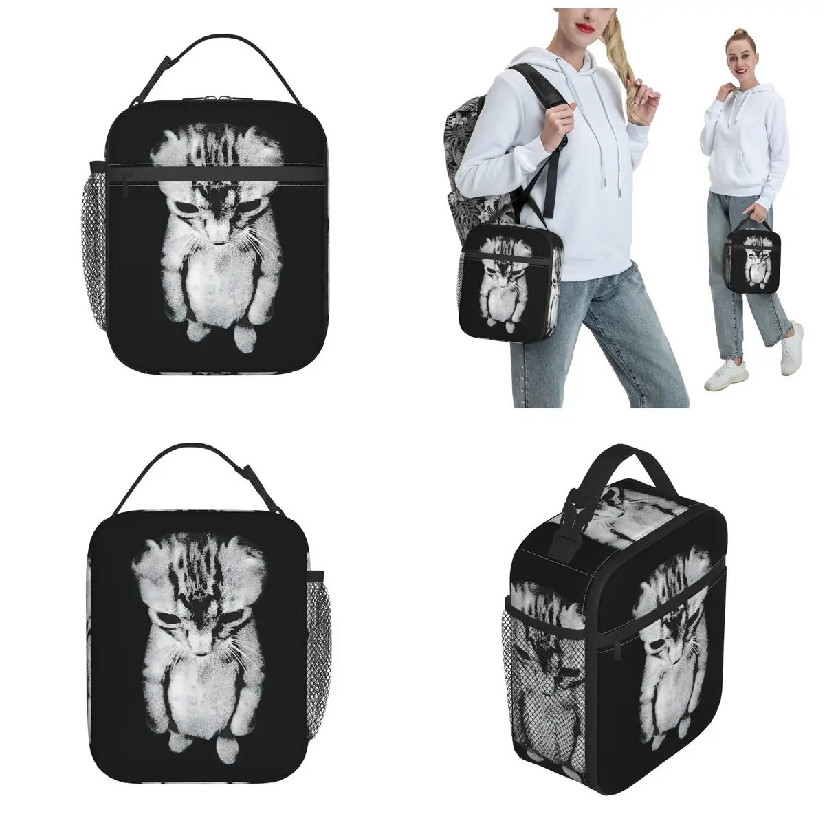 El Gato Munchkin Kitten Meme Merch Insulated Lunch Bag For School Food Container Portable Thermal Cooler Bento Box