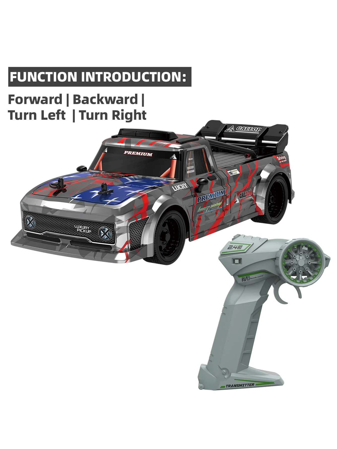 1:16Pvc Racing RC Car 2.4Ghz Racing Offroad Toy Racing Cars Birthday Gifts for Boys and Girls Aged 6-12