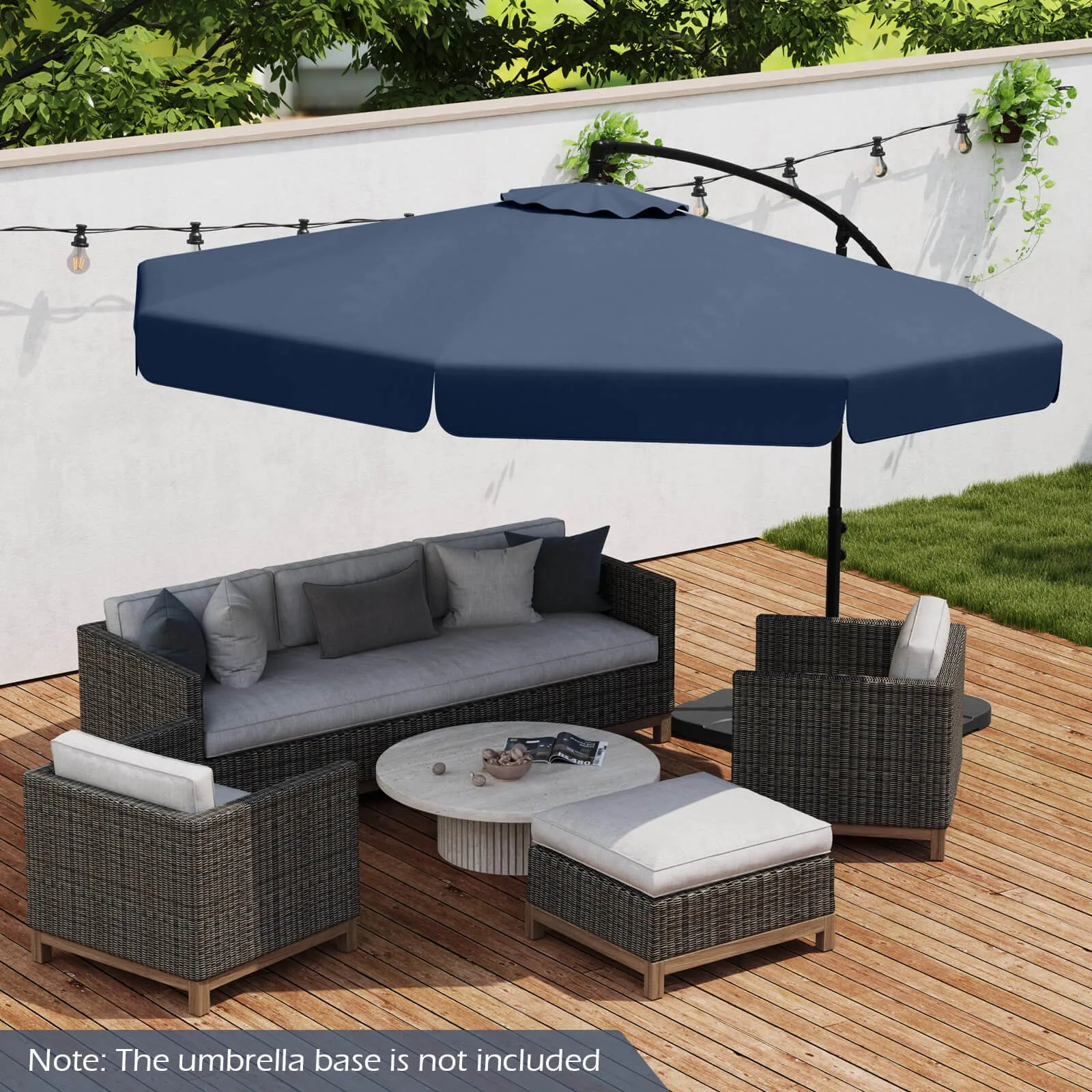 

10FT Offset Hanging Umbrella Patio Cantilever Umbrella with Cover Navy