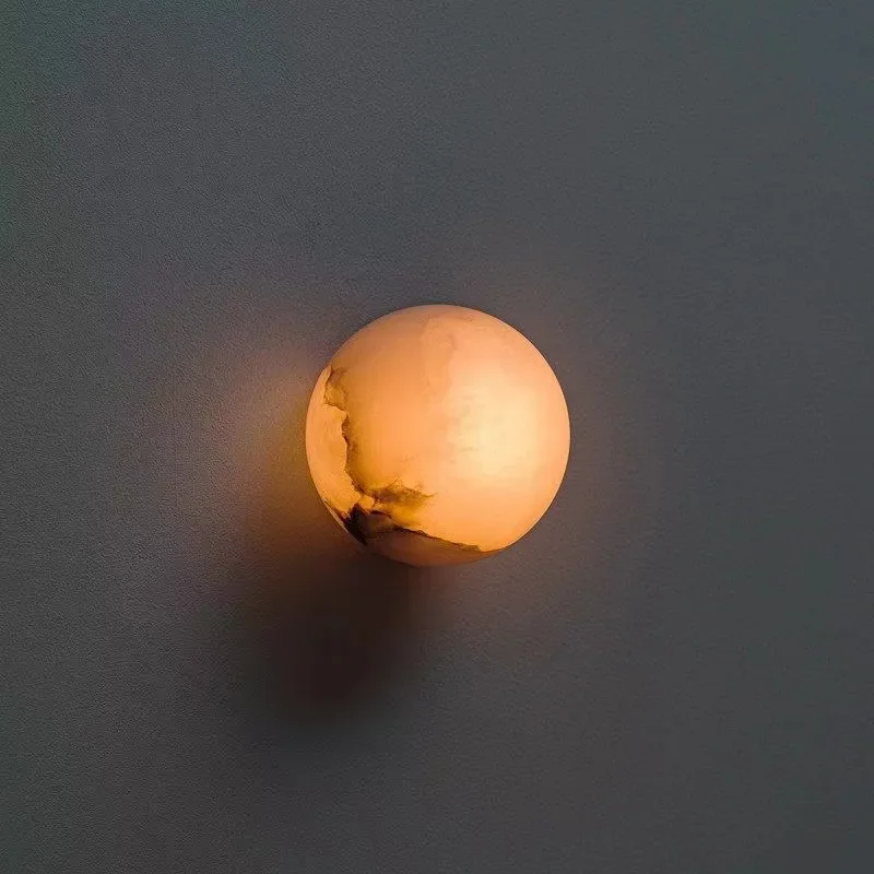 Real Marble Ball Wall Lamp G9 Bulb 12/15cm Indoor Parlor Bedroom Stairs Aisle LED Lights Home Art Decor Natural Stone