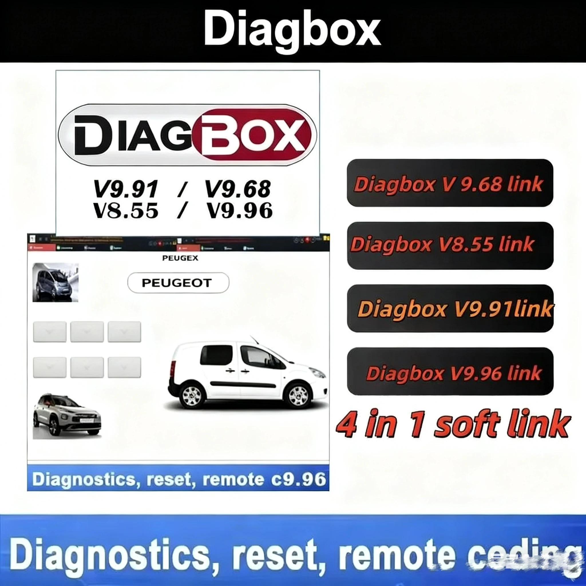 2025 جديد Diagbox V9.96 V9.91 V9.68 V8.55 تحديث كامل لـ Lexia3 PP2000 Diagbox 9.96 لأداة تشخيص CitroenPeogeot إلى 2022