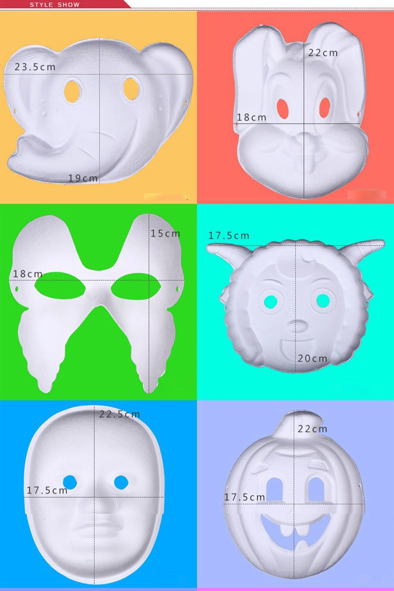 DIY White Embryo Pulp Mask Hand-painted Face Mask Half Face Mask Halloween Christmas Adult Children Makeup Ball Party Supplies