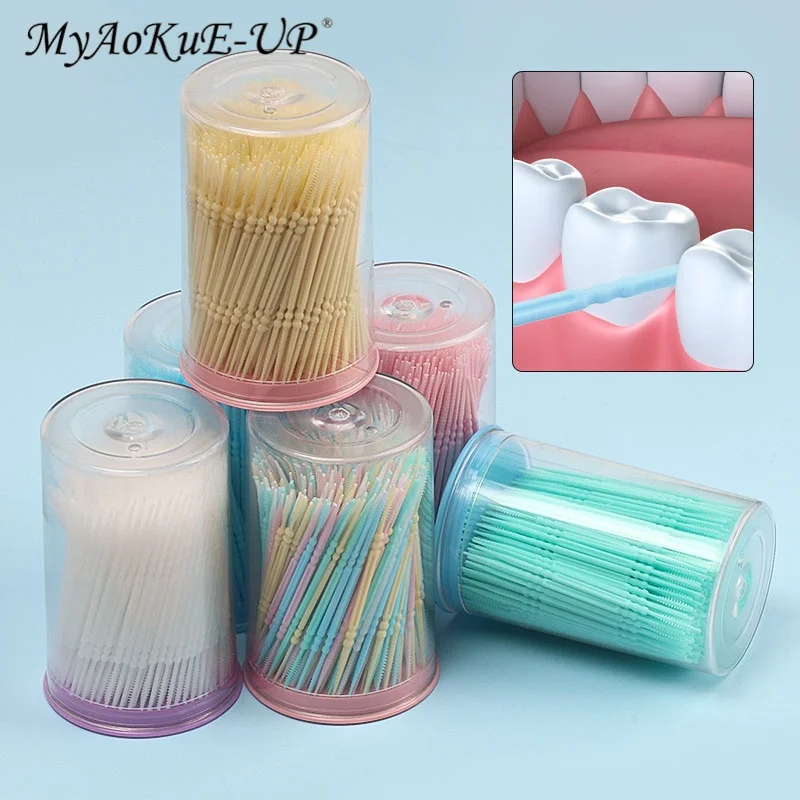 300pcs Disposable Dental Floss Toothpick Brush Household Plastic Fruit sticks Interdental Brushes Clean Teeth Picking Tooth Pick