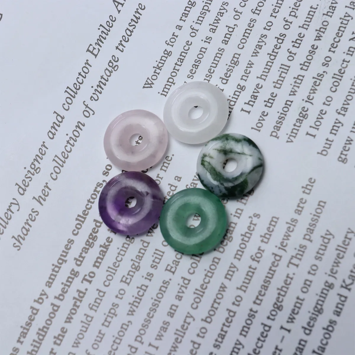 5Pcs Natural Jade Pendant Peace Buckle for Jewelry Making DIY White Pink Green Amethyst Beads Craft Loose Spacer Beads view 3