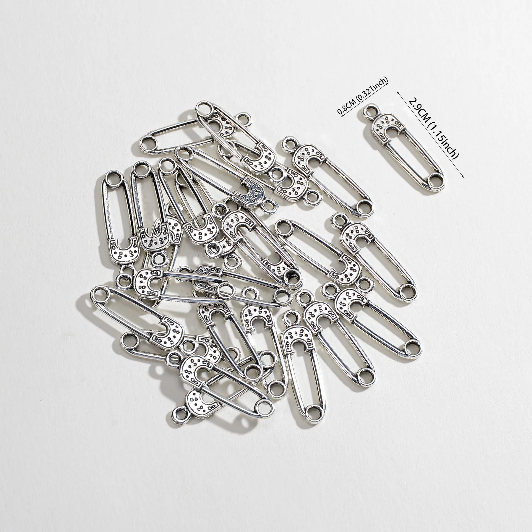 0.8*2.9cm Safety Pins Pendants Punk Studs Paper Clip For Earring Jewelry DIY Making Findings Charms Wholesales
