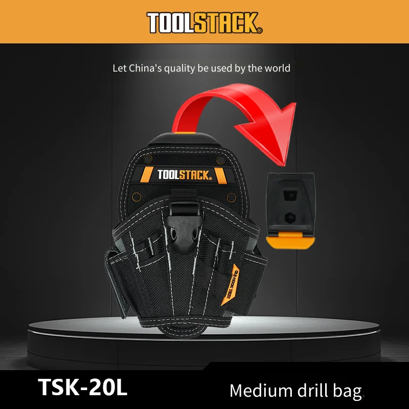 TOOLSTACK Medium-Sized Electric Drill Tool Kit, Electrician Specific Waist Bag, Oxford Cloth Wear-Resistant,Woodworking, Plumber