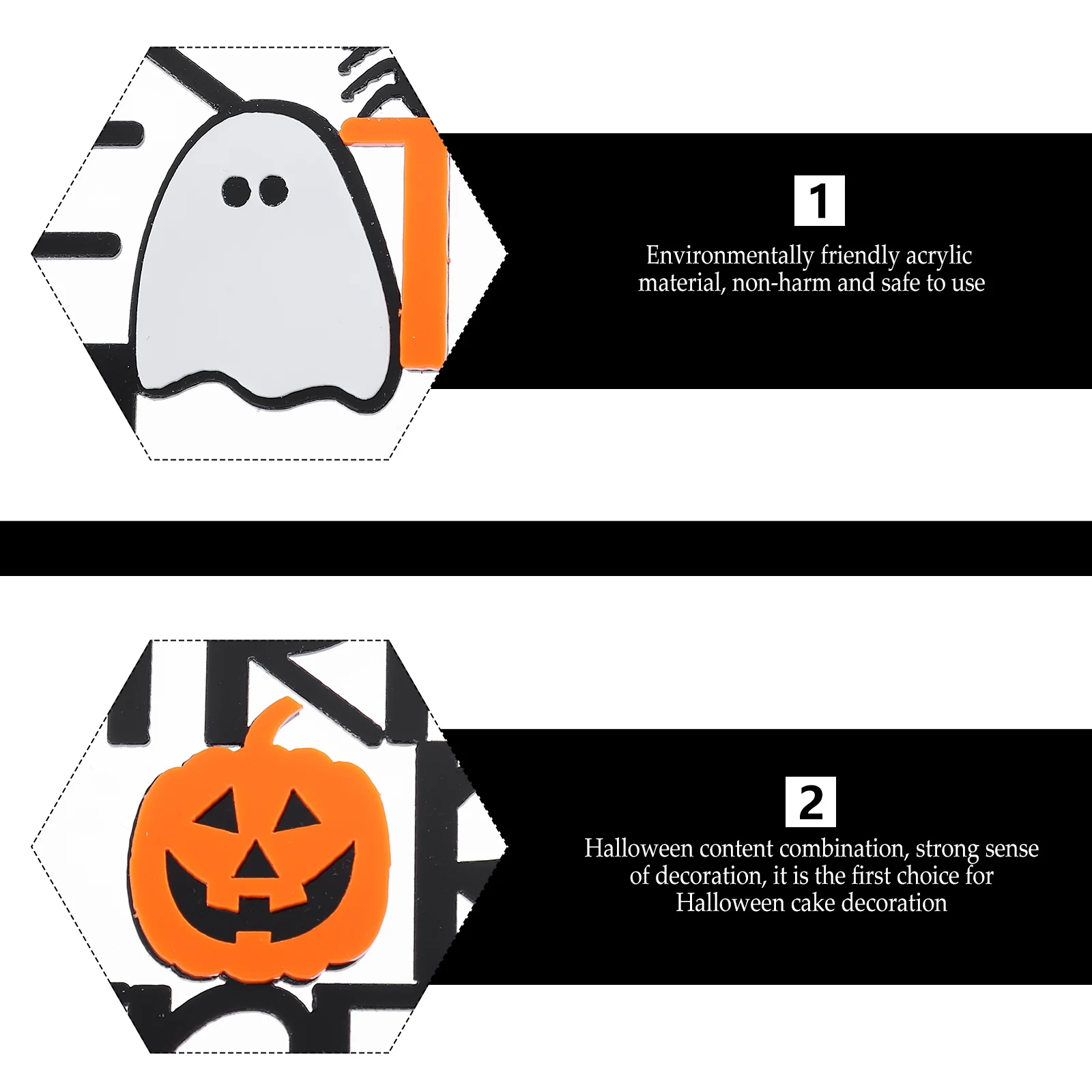 

Pumpkin Ghost Cake Card Insert Double Layer Halloween Cupcake Topper Decoration
