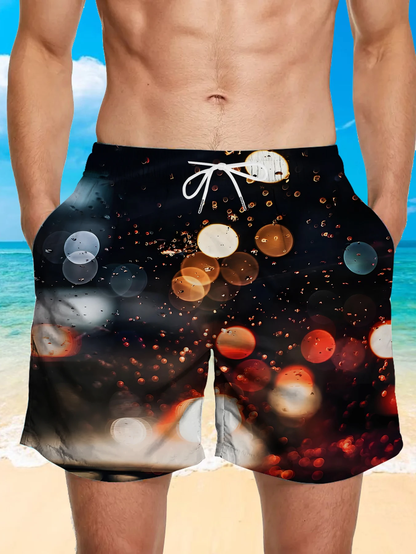 

Travel Beach Board Shorts Men Full Digital Print Quick Dry Lightweight Trousers