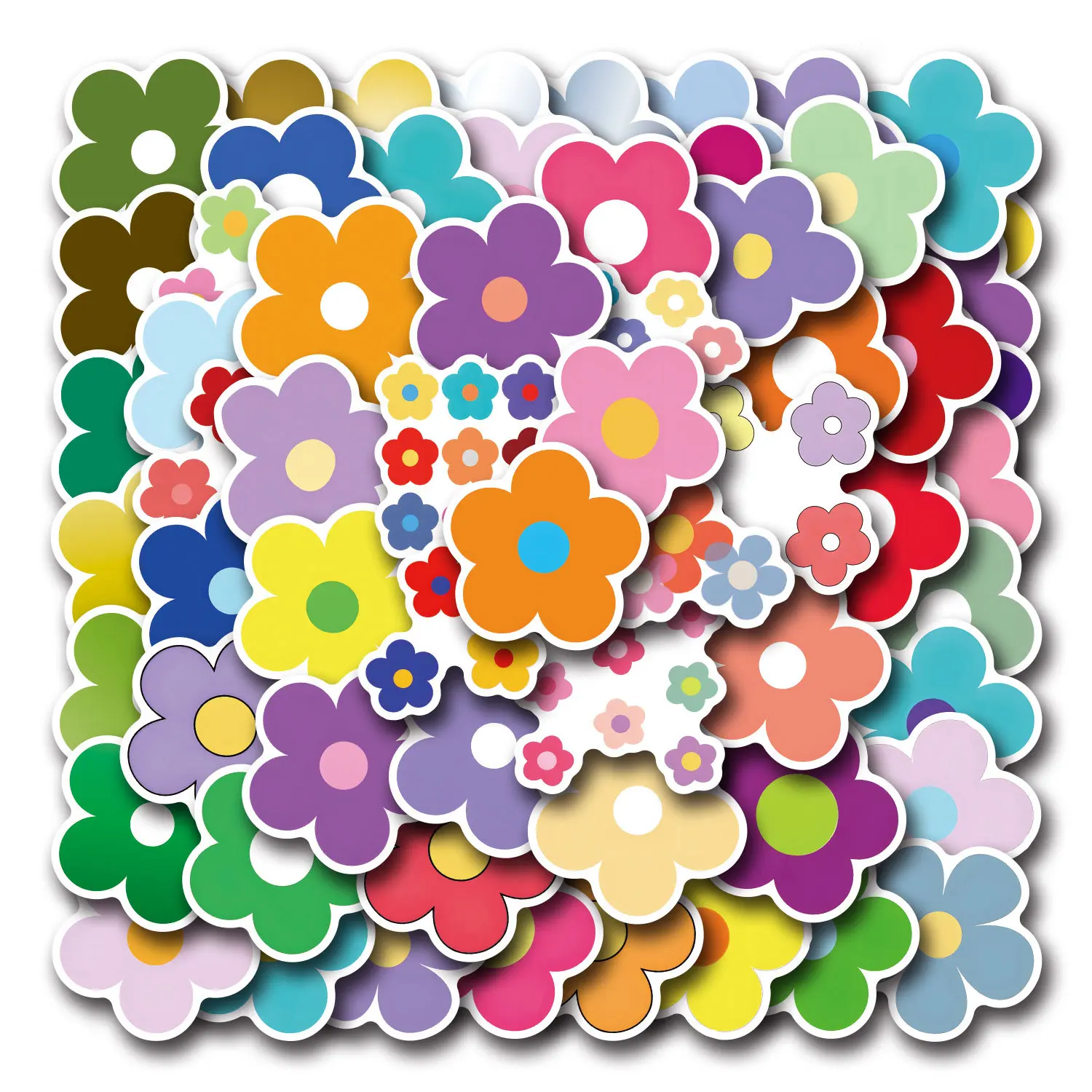 

60 шт., милые наклейки с маленькими цветами однотонных цветов, креативные наклейки для игр своими руками, для телефона, ноутбука, чашки, креативные детские игрушки, цветочные наклейки