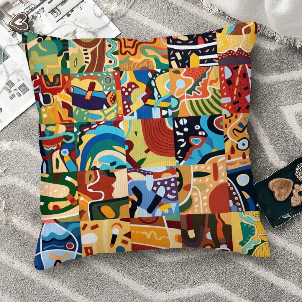 Landscape Jigsaw Jigsaw Puzzle Polyester Cushion Cover For Livingroom Office Decorative Breathable Coussincase