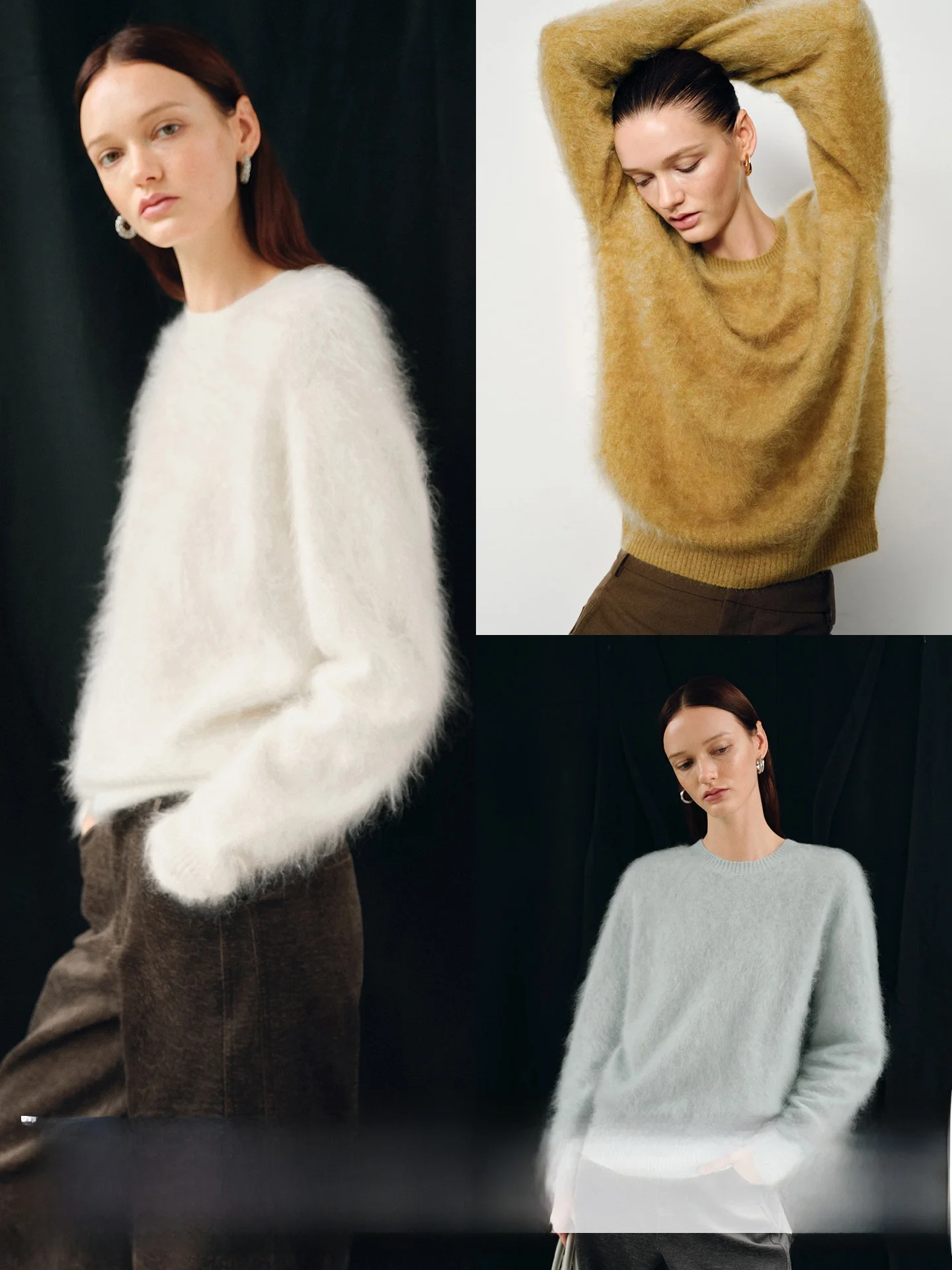 

CHICJANE Heavyweight Waed Fce Small Fur Sweater 00% Camere round Ne Women's Knittedwear Soft Cozy Autumn ential