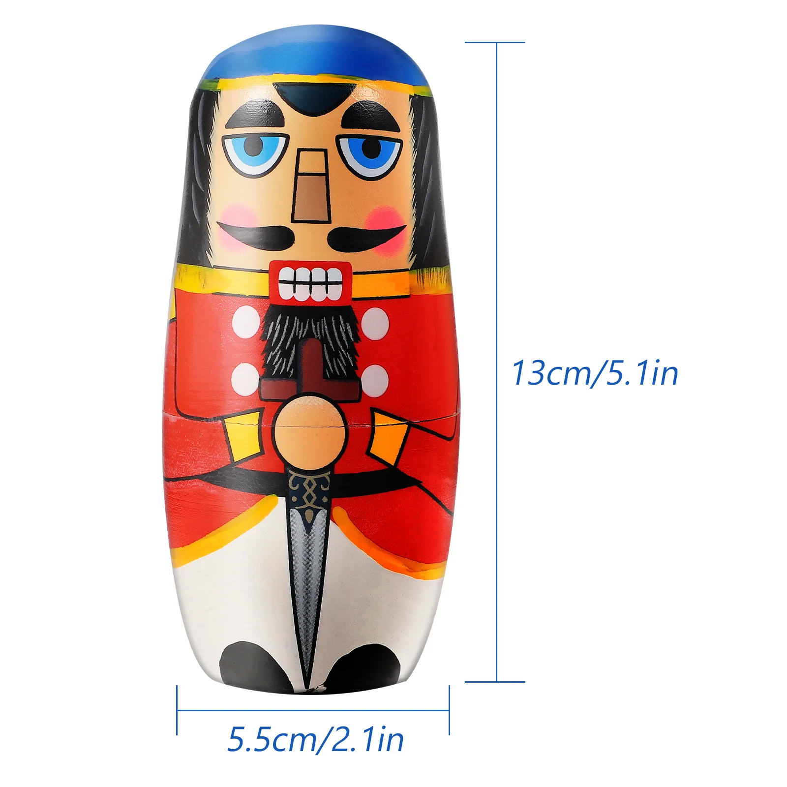 1세트 프리미엄 우드 마트료시카 5층 수제 넛크래커 네스팅 세트 생생한 색상 독특한 러시아 스타일 어린이 생일 선물