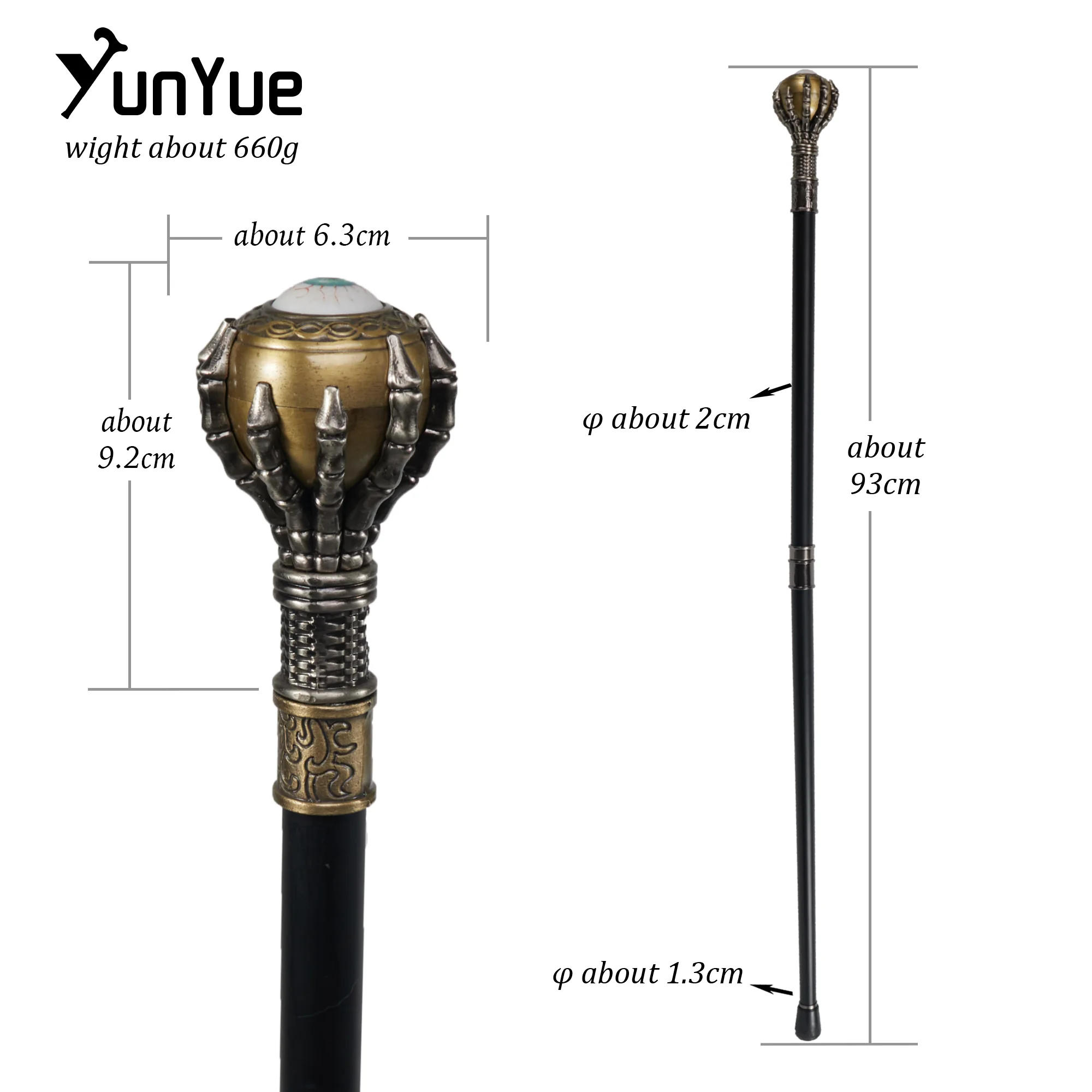 التنين مخلب مقلة العين القوطية نمط عصا المشي شهم أنيقة الفن الزخرفية عصا للمشي سيدة خمر حزب تأثيري الصولجان