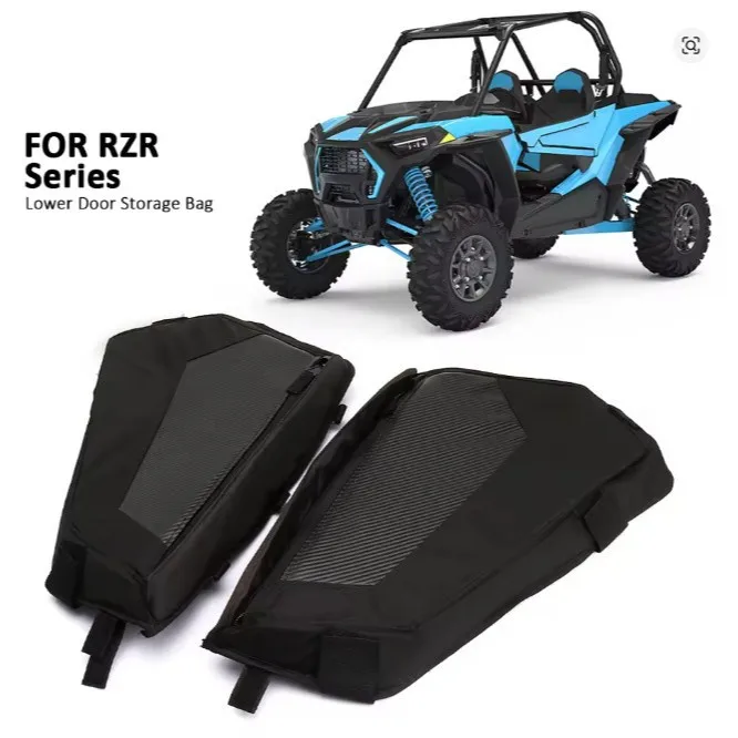 UTV Lower Door Storage Bag Kit Black+Carbon Fiber For Polaris RZR XP 4 1000 S / XP 4 Turbo / Turbo S / S 900 2014-2023