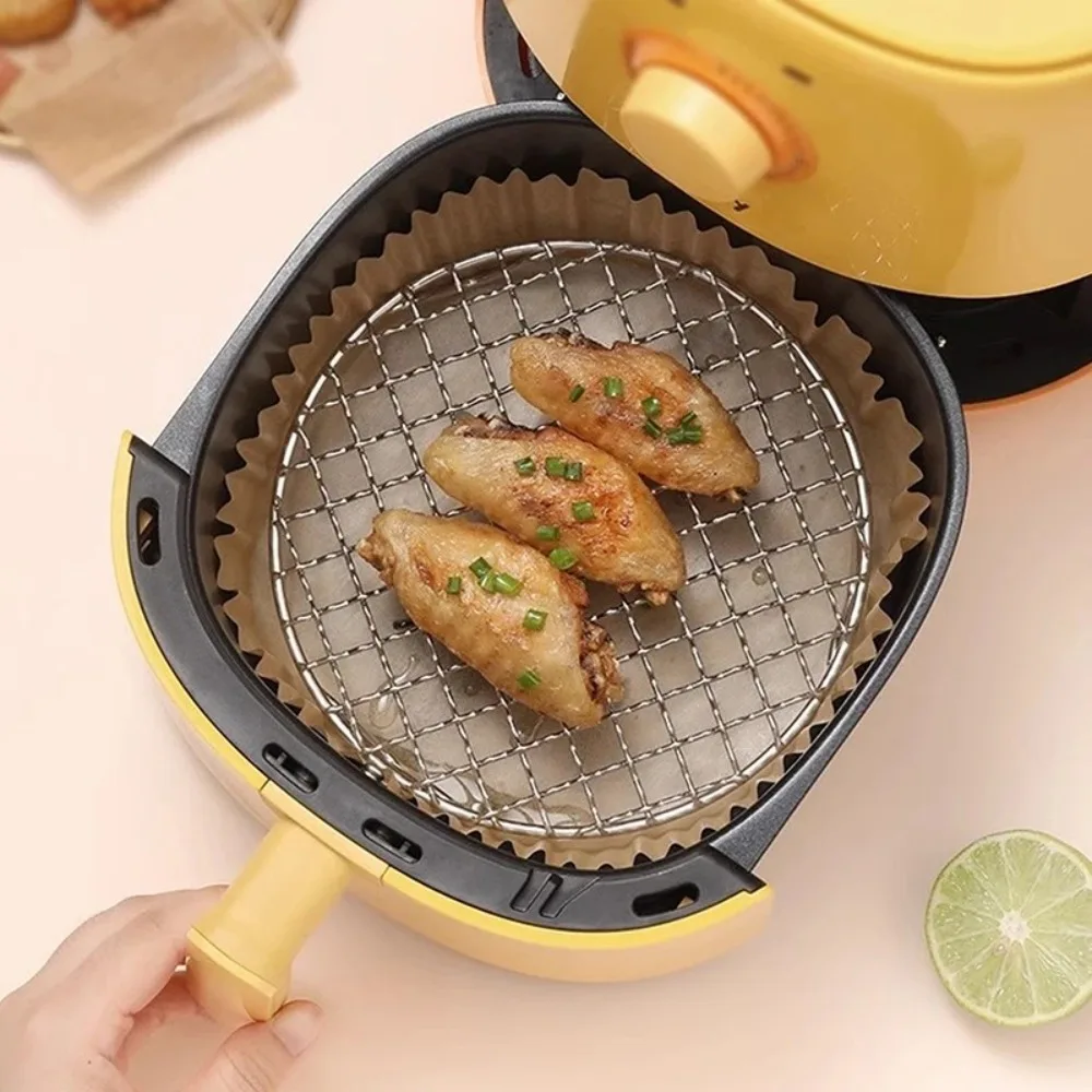 Portable Round Air Fryer Rack Stainless Steel Stackable BBQ Net with Foot Grid Grill Home Kitchen Oven Steamer Cooker