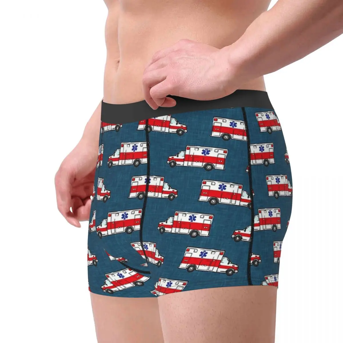 Dark Blue Ambulance Ambulances Meme Underpants Homme Panties Men\'s Underwear Print Shorts Boxer Briefs