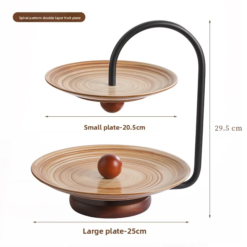 

Double-layer U-shaped retro handmade dried fruit plate Japanese-style surprise ceramic dessert plate afternoon tea