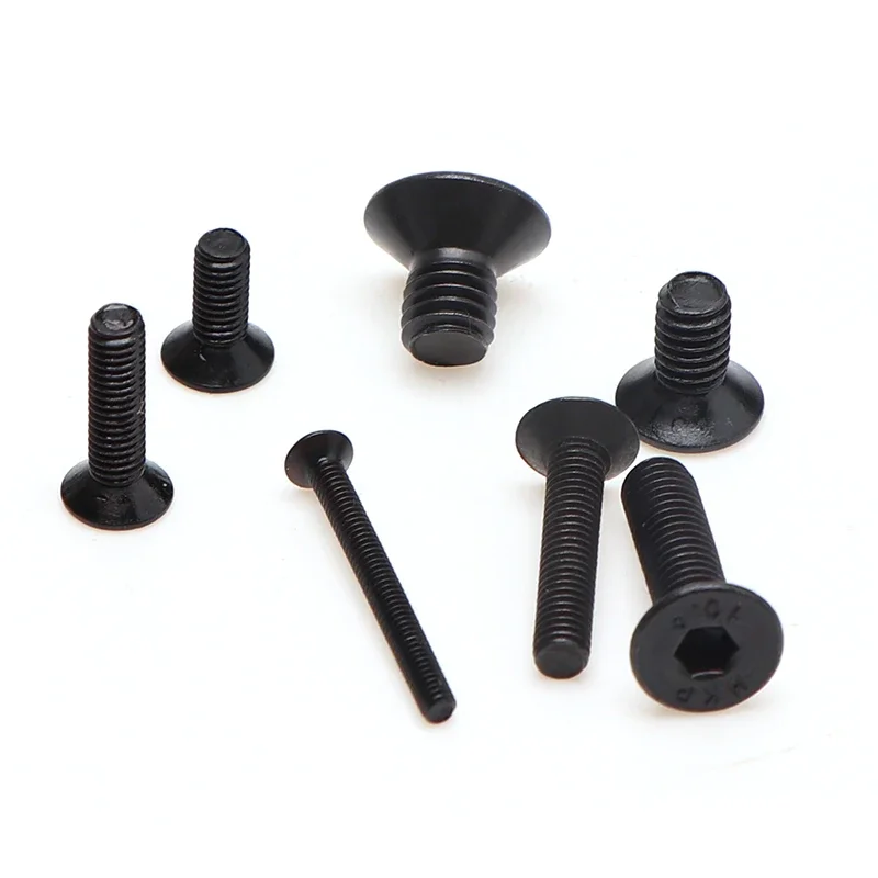 20 قطعة مسامير سداسية من الفولاذ الكربوني الأسود M2/M3/M4/M5 مسامير ألين برأس مسطح بأحجام متنوعة #3