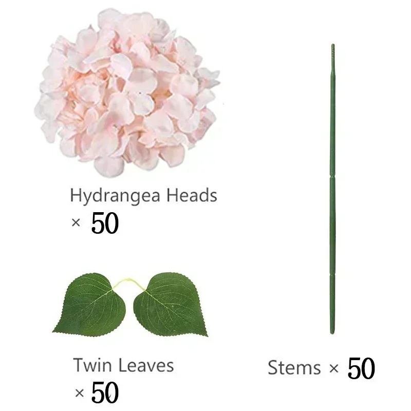 50 stuks kunstmatige hortensia bloemen zijden hortensia hoofden voor bruiloft