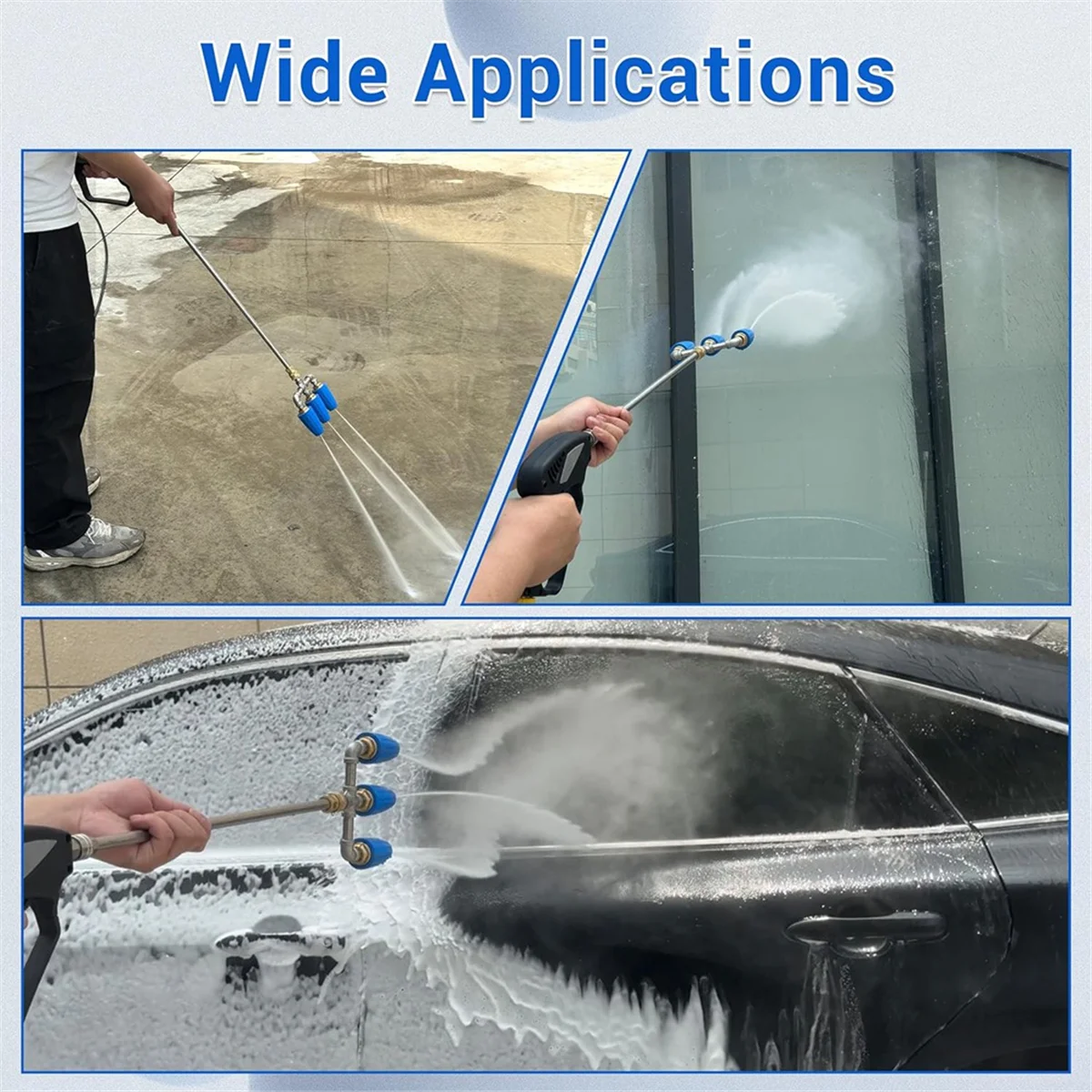 

Triple Turbo Nozzle Pressure Washer, 360° Rotating Turbo Nozzle with 1/4inch Quick Connector, 2.0 Orifice, 4000 PSI SSQ