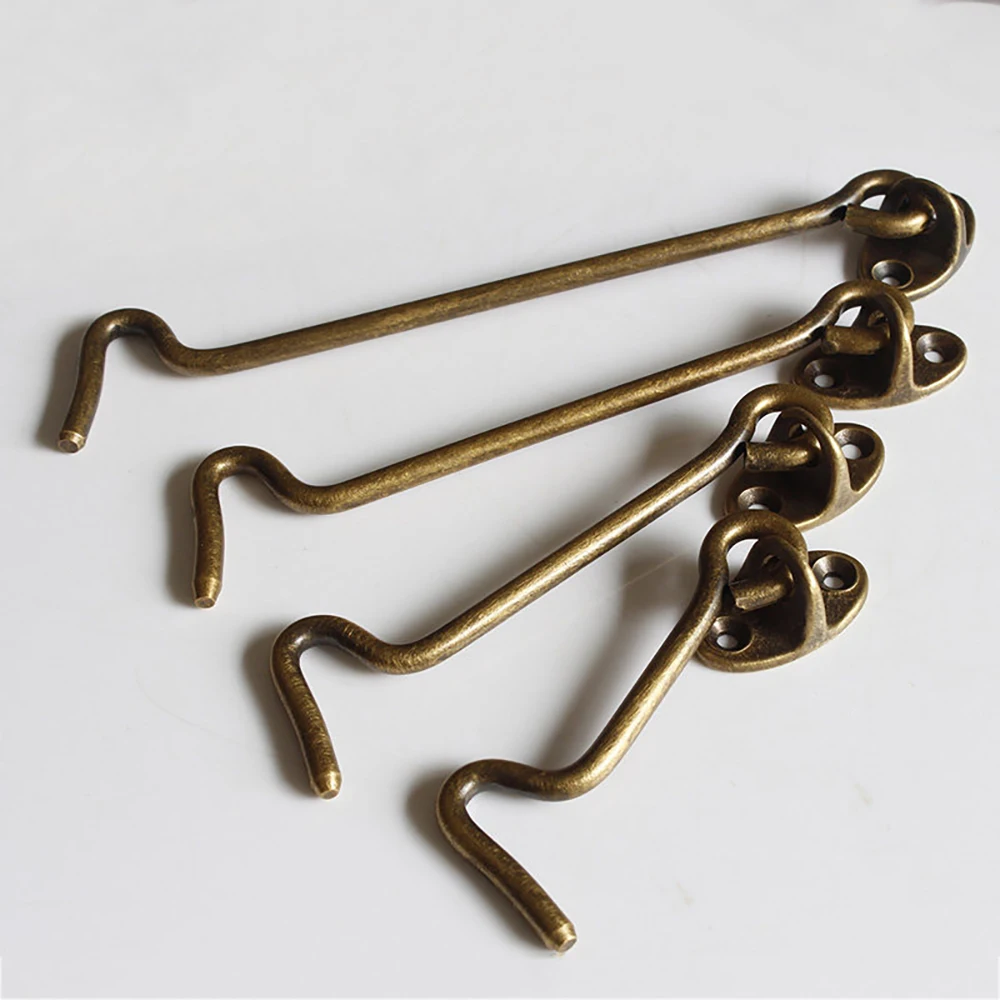 Brass Antique Window Hook Eye Lock/Screw Lock Window Windproof Hook Support Rod Safety Hook Door Latch Bronze Color 7.5CM-40CM