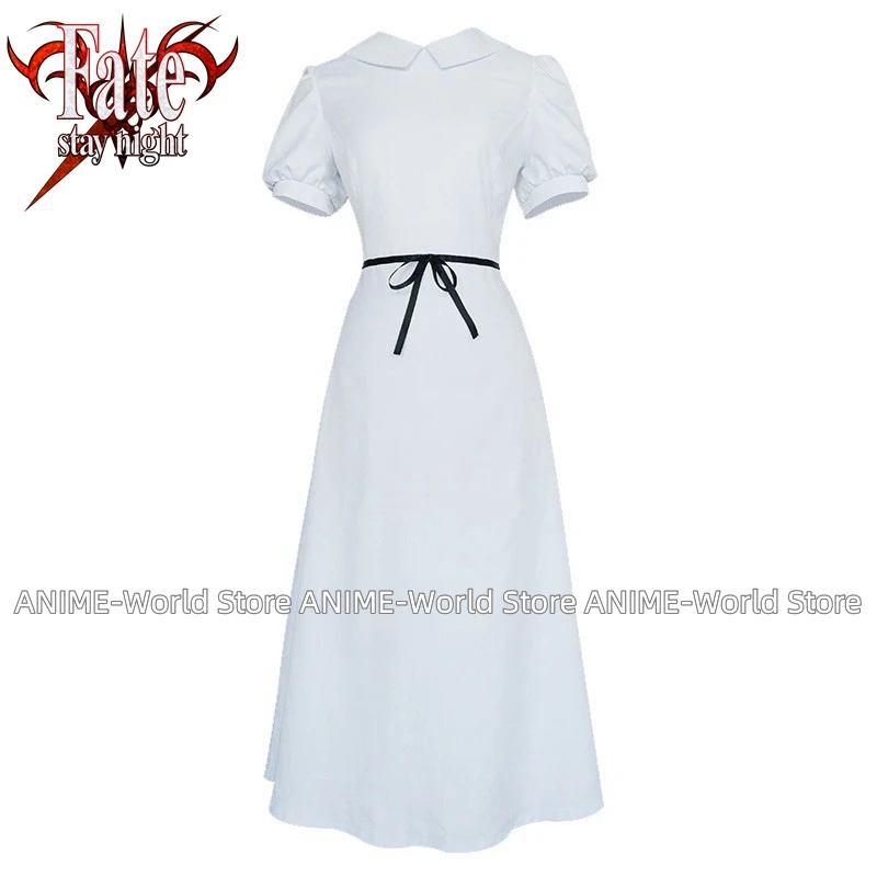 Game Fate Stay night HF Matou Sakura White Dress Wig Uniform Outfit Anime Cosplay Costumes