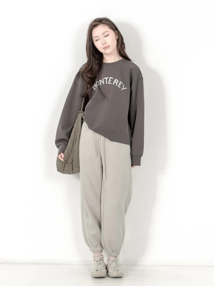 

KNGS Autumnal Retro Sle Простой принт Capl Воздушный слой круглый Ne ort Sve Женский свитшот Внутренняя одежда из хлопка и полиэстера...