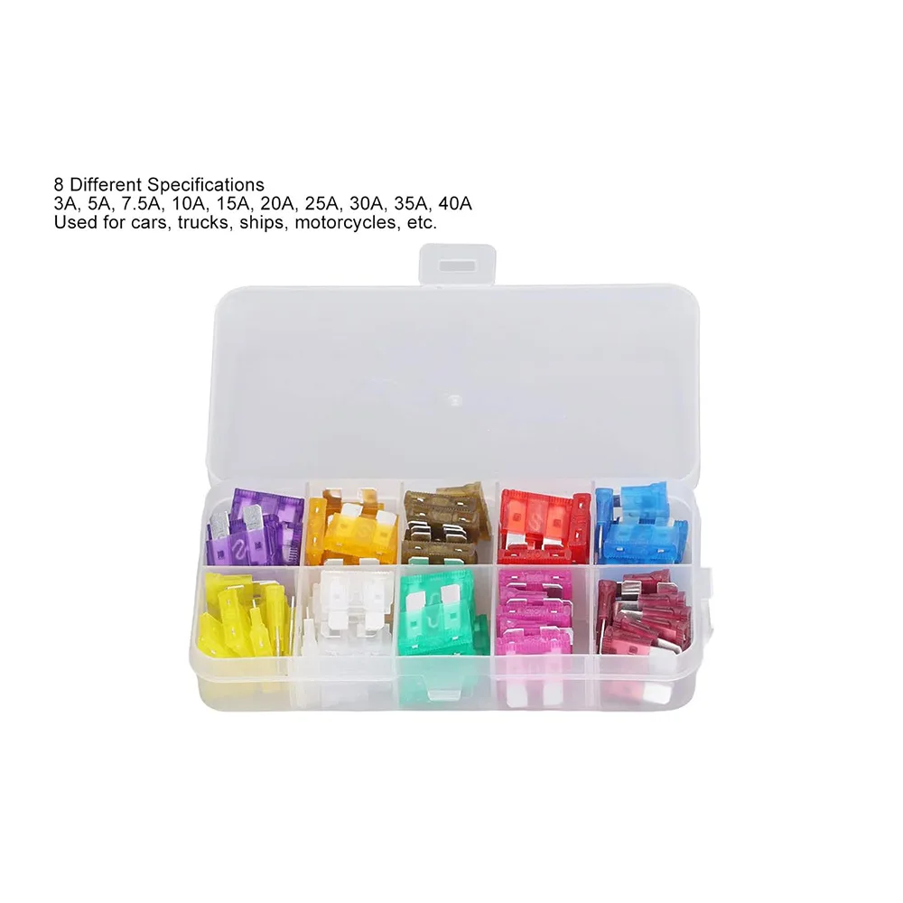80pcs Boxed Aluminum 3-40A Blade Type Medium Fuses Car Fuse Kit for Automotive Protection