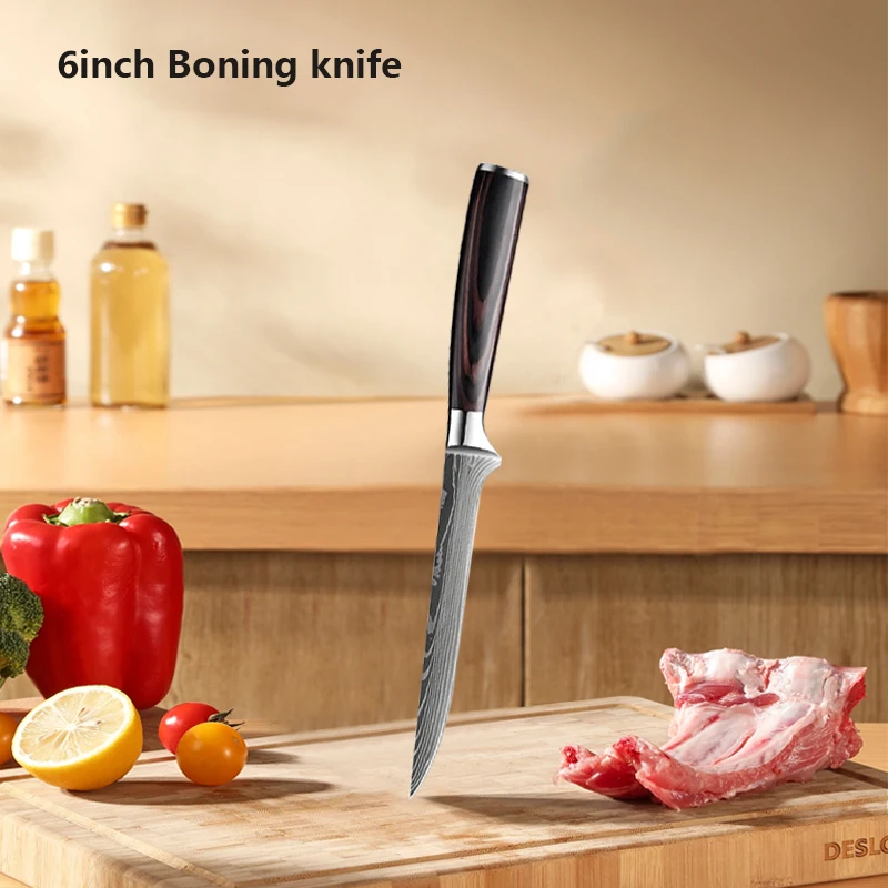 NONE Küchenmesser Laser Damaskus Japanisch Santoku Messer Fleisch beil Profession elles Kochmesser Kochmesser Küchen zubehör 7