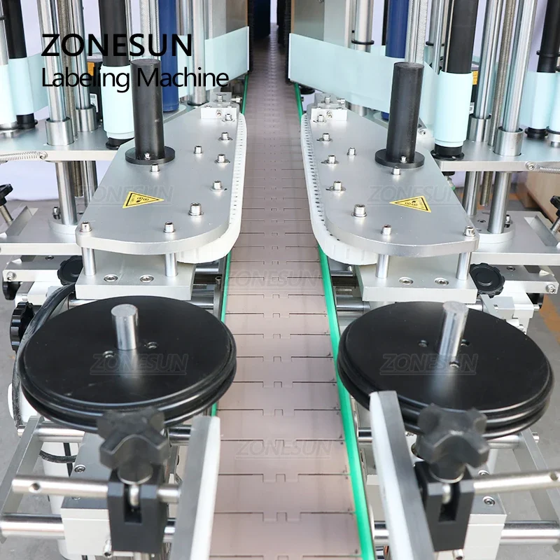 ZONESUN ZS-TB990 Automatic Double Side Labeling Machine Round Square Bottle Jar Sticker Labeler for High-Speed Production Line