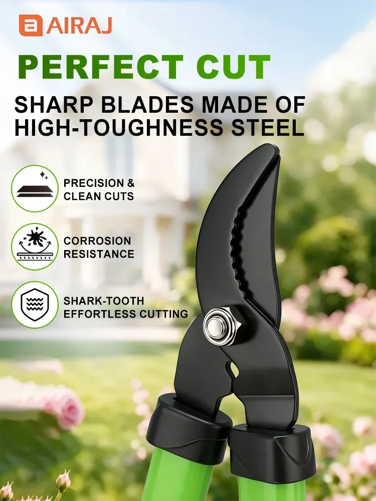 AIRAJ 2 Pcs Shark‑tooth Pruning Shears Set, Lightweight Non‑Slip Garden Hand Pruner, Cut Branches Max 75mm for Garden Trimming