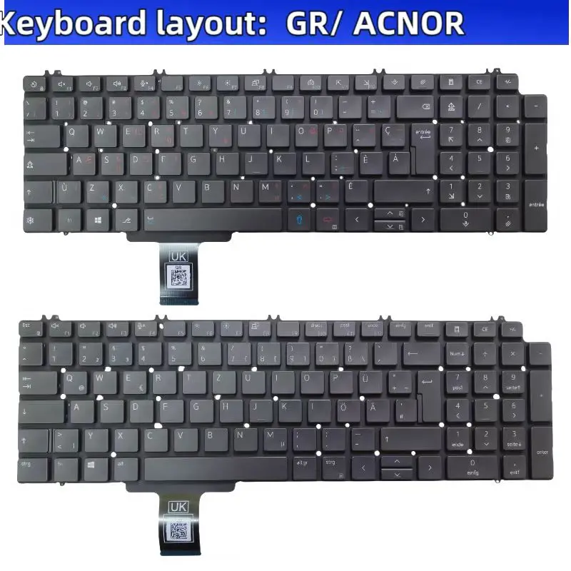 GR ACNOR Layout Laptop Keyboard No Backlight Replacement For Dell Precision 7550 7560 7750 7760 7770 P44E, 3 Months Warranty