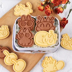 1set/5pcs Cartoon Kawaii Cat Cookie Mold Siamese Cat Biscuits Press Molds Dessert DIY Snack Moluld Stamped Fondant Baking Tools