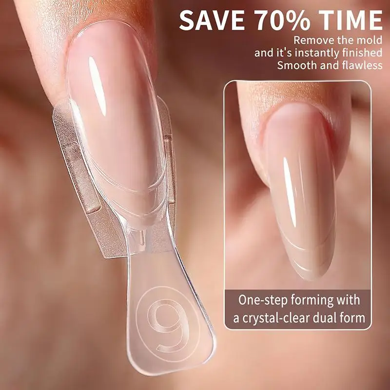 Sandwich Dual Nail Forms Nail Extension 240Pcs Top & Bottom Full Cover Tips Short Ellipse Square Shapes Nail Art Manicure Tool
