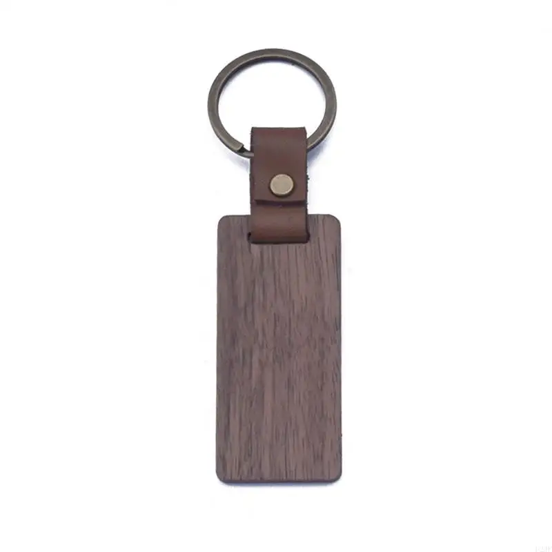 U2JF Blank Rectangle Wooden for Key Chain DIY Car Bag Pendant Engraving Keychain Keyring Tags Promotional Gifts Accessor