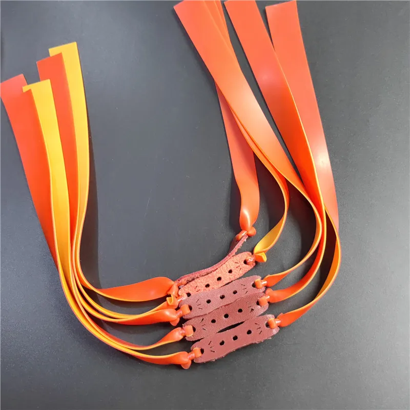 5 /10 Pcs/set Thickness 1mm/0.04in Thick Slingshot Latex Flat Rubber Strip, Leather Pocket Color Random, Outdoor Shooting