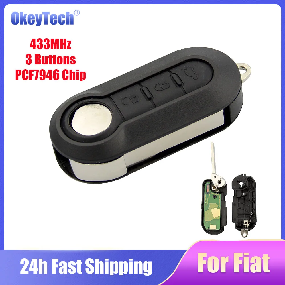 

Автомобильный ключ OkeyTech для Fiat 500 Ducato Citroen Jumper Peugeot Boxer Marelli Fiat 500 Doblo Grande Punto Delphi PCF7946 433 МГц