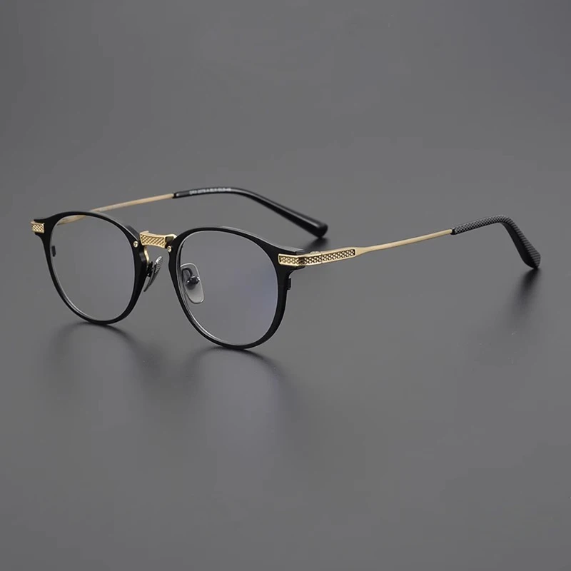 Shawn Yue's Same Style Big Face Pure Titanium Retro Glasses Frame for Women Japanese Style Oval Can Be Matched with Prescription Myopia Glasses for Men