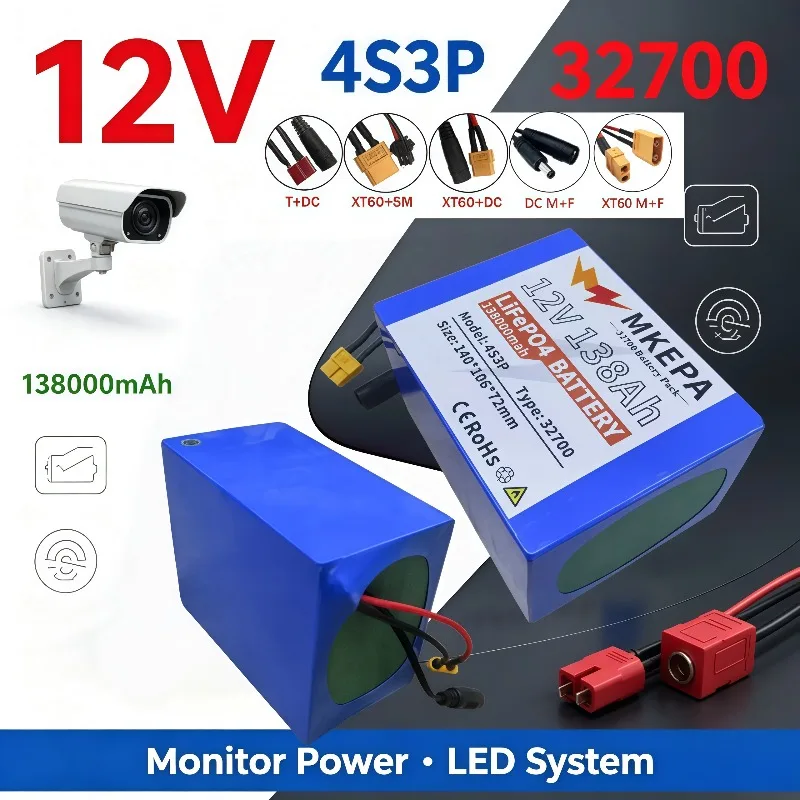 100% Brand New 32700 12V 4S3P Backup Battery Pack with In‑Built 40A Balance BMS for Electric Boats & UPS Units