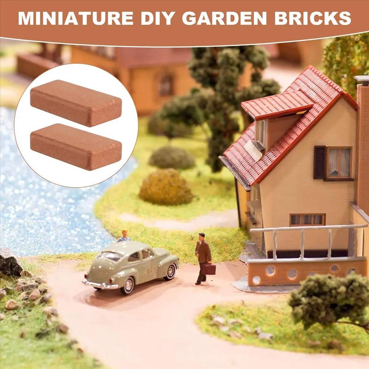 A3#(Upgraded) 1612F 350 Pieces Mini Bricks for Landscaping Miniature Bricks Brick Wall Small Bricks for Dollhouse Garden Parts,1