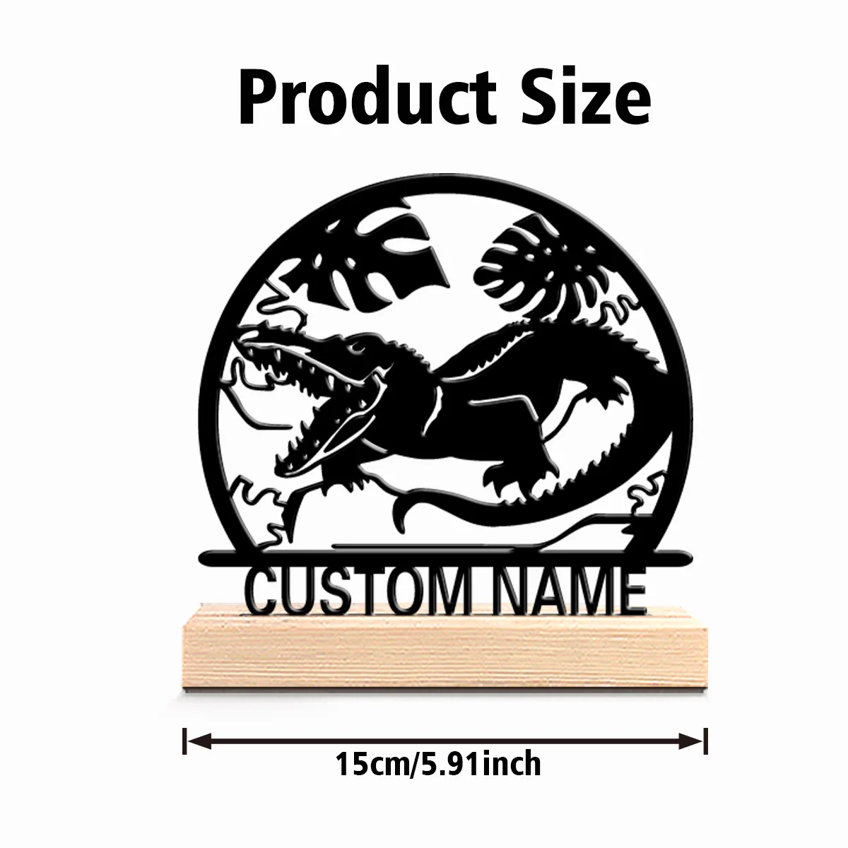 1pc Terror Personalized Custom crocodile Metal Statues Wooden Base Lighting for Office Workshop Modern Rustic Steampunk Themes