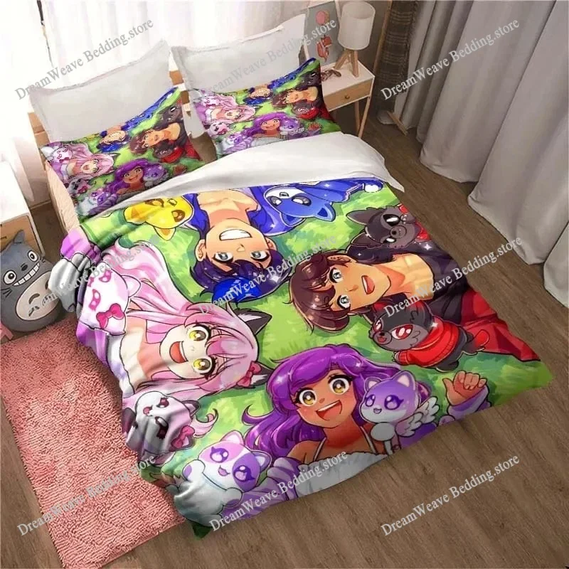 

3D Print Bedding Set Duvetcover Set Single Double King Size Kawaii Cartoon Aphmau Adult Boys Bedroom Duvet Cover and Pillow Case