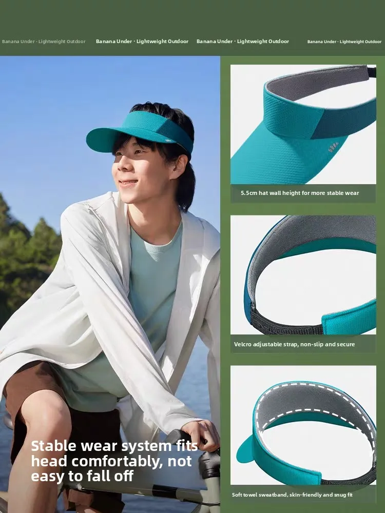 Bananain DS567 Men's Running Hat Ultra-light Breathable UV Protection Sun Hat Empty Top Sporty Casual All-Season Nylon Cap